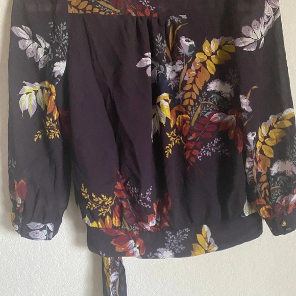 Madewelll Wrap Floral Cropped Boho Top Blooming Oasis Harvest Dark Eggplant XXS - Picture 8 of 9
